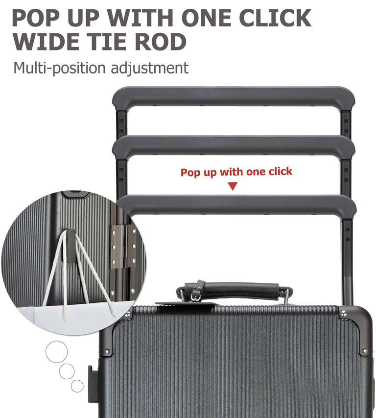 Wide Handle Aluminum Frame Carry-On Luggage
