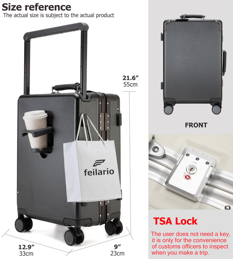 Wide Handle Aluminum Frame Carry-On Luggage