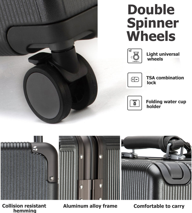 Aluminum Frame Wide Handle Spinner Luggage