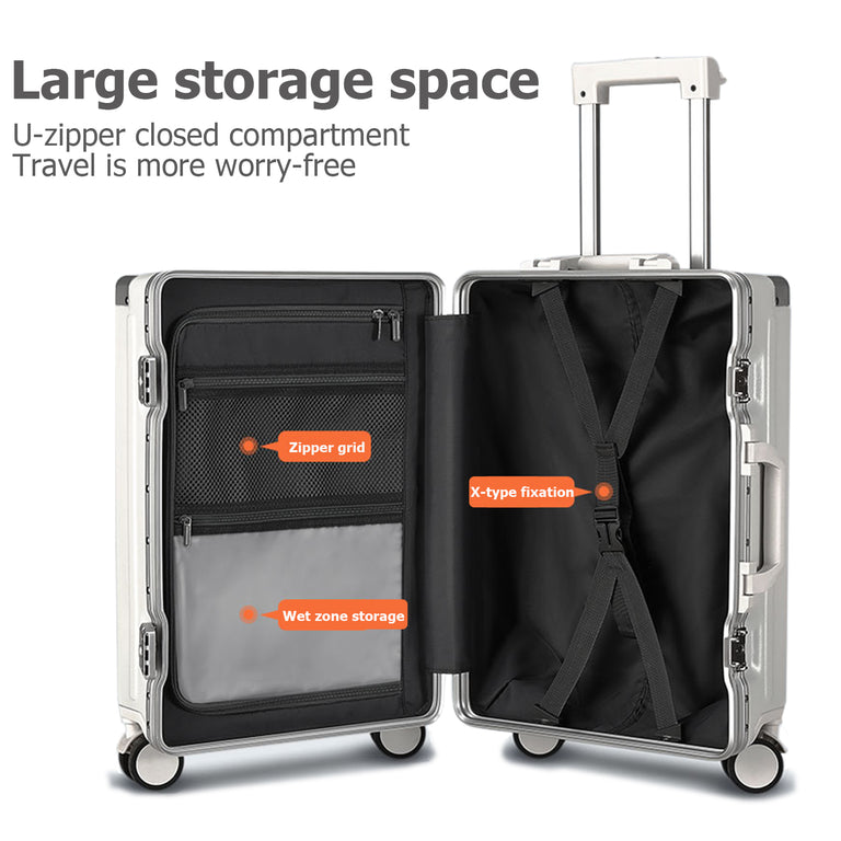 All-in-One Aluminum Spinner Carry-On Luggage
