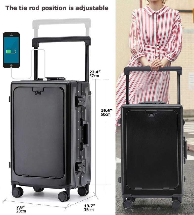 Aluminum Frame TSA Carry-On Spinner Luggage